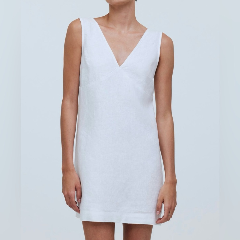 Madewell Linen Minidress. White, small.
